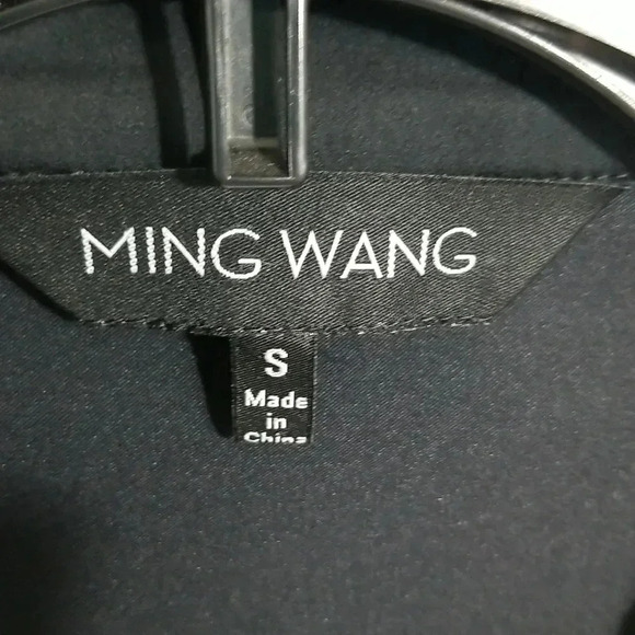 {Ming Wang} Black Mesh Long Sleeves Collar Tapered Back Open Jacket - Picture 14 of 17